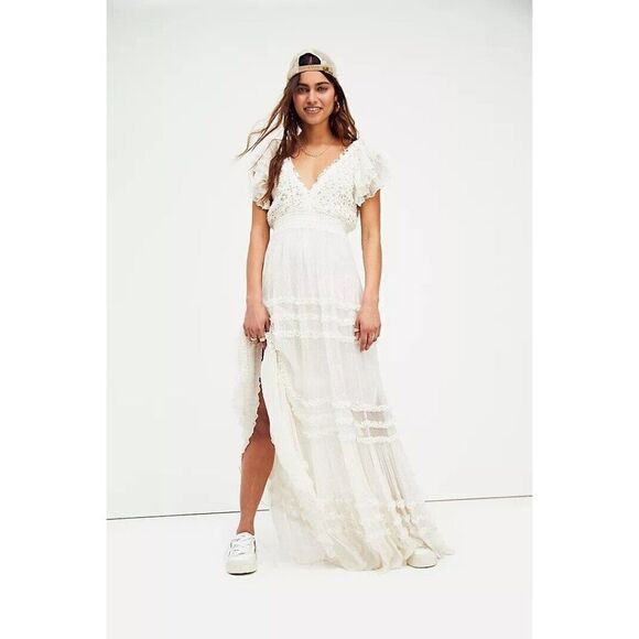 NWT FREE PEOPLE FP ONE BHLDN WATERLILY SAGE MAXI DRESS IN ALABASTER - Picture 7 of 10